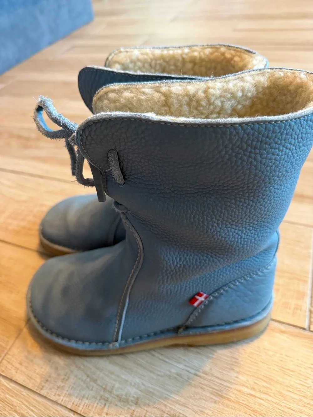 Duckfeet Arhus Blue Pebbled Leather Shearling Lined Boots Sz 39